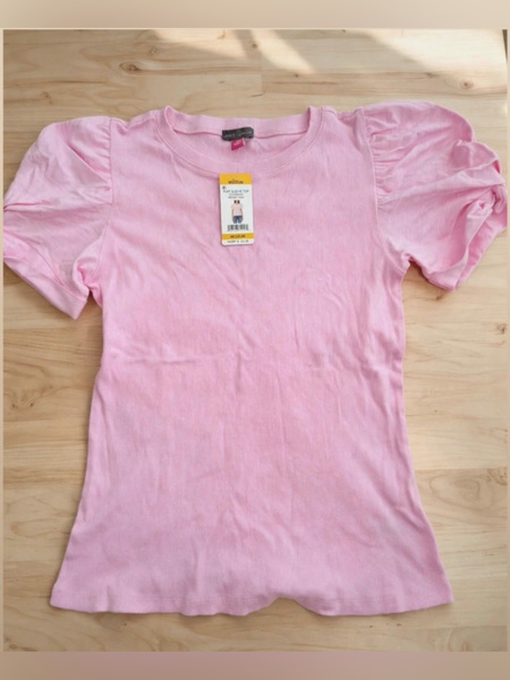 Vince Camuto Pink Puff Sleeve Short Sleeve Tee Medium